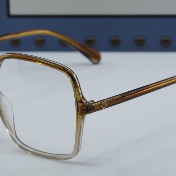 Gucci GG1003O 003 Square Eyeglasses – Striped Brown Crystal Fade 53mm - Picture 4 of 10